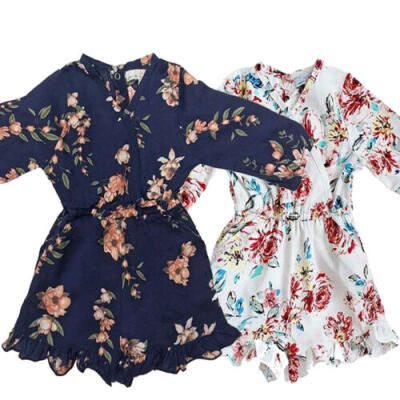 

Autumn Baby Girl Long Sleeve Floral Romper Tunic Jumpsuit Bodysuit Outfit Set CA