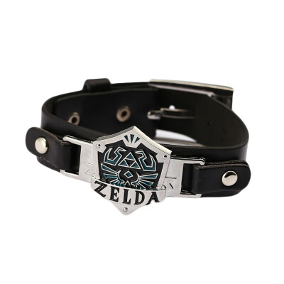 

High Quality Rock Punk Style Leather Bracelet Fashion Games Accessories The Legend of Zelda Shield Bracelet Bangle Jewelry Gift