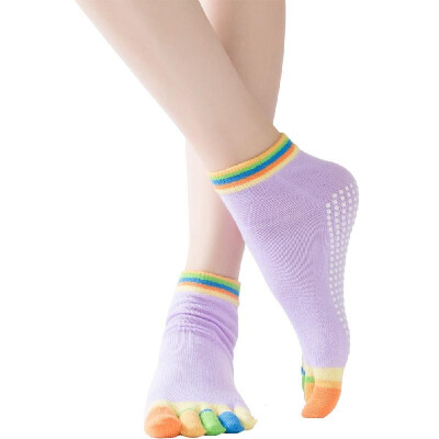 

Anti-Sweat Five Fingers Backless Cotton Silicone Yoga Socks Elastic 5 Toes Breathable Sport Sock Ballet Gym Fitness Fine Quality