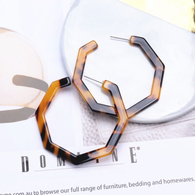 

EK477 New Fashion Tortoise Color Leopard Print Acrylic Acetic Acid Geometric Heart Circle Square Star Drop Earrings for Women