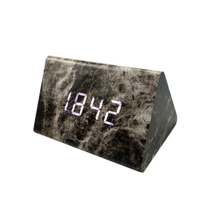 

Siaonvr Voice Control Calendar Thermometer Wooden LED Digital Alarm Clock USBAAA