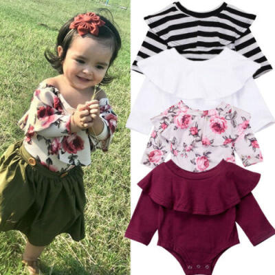 

Newborn Toddler Baby Girl Ruffled Collar Romper Bodysuit Jumpsuit Outfit Clothes