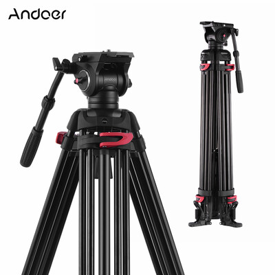 

Andoer XTK-8018 Professional Photography Tripod Stand Aluminium Alloy with 360° Panorama Fluid Hydraulic Bowl Head Horseshoe-shape
