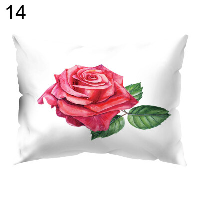 

Flower Peony Rose Pillow Case Cushion Cover Sofa Bed Car Cafe Office Decoration