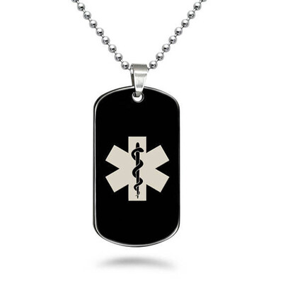 

Medical Alert Jewelry Engraved Medic ID Necklace for Men Women