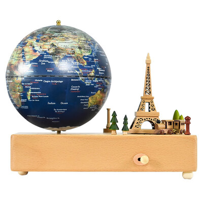 

FUN GLOBE 5 inches 13cm music bell World Globe Meeting Paris Desktop Decoration Office Supplies Holiday Gift real earth style