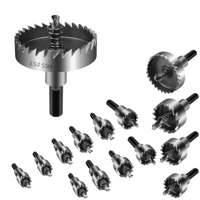 

15PCSSet Plated Serrated Hole Opener High Speed Steel Aluminum Plate Iron Plate Perforated Drill Kit 15-53mm