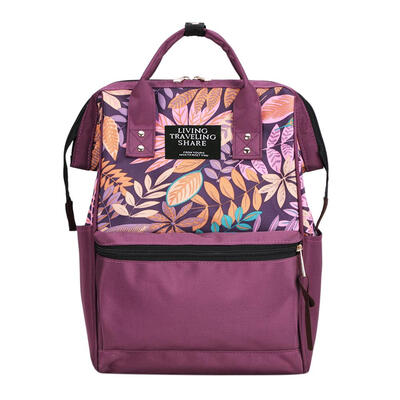 

Tropical Plant Print Travel Backpack Large Capacity Nylon Women School Bags