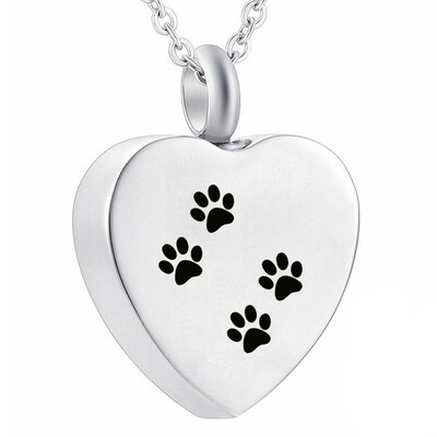 

Pet Dog Cat Necklace for Ashes Love Heart Cremation Memorial Keepsake Pendant Necklace Jewelry Paw Print