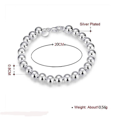 

Modern AAA Zircon Round Beads Silver Plating Bracelet 8mm Geometric Circle Beads Unisex Bracelet