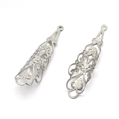 

Original Color 304 Stainless Steel Curly Filigree Pendants Stainless Steel Color 41x11mm Hole 1mm