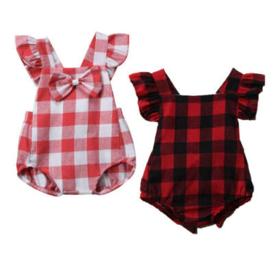 

Buffalo Plaid Romper Newborn Baby Girls Boho Bodysuit Summer Clothes Outfits