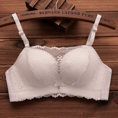 

Women Sexy Lace No Trace Solid Color Without Steel Ring Bra High Gathered Comfort Underwear