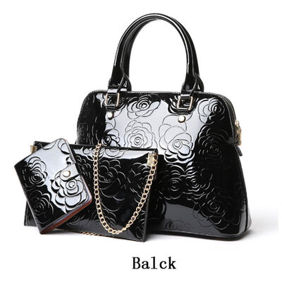 

Women Messenger Bag 3 PCS Sets High Quality Patent Leather Luxury Handbags Female Business Crossbody Casual Bags Clutch Purse