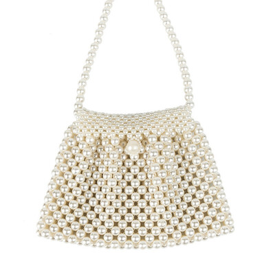 

Sweet Handmade Pearl Shoulder Bags Fashion Beaded Imitation Crossbody Handbag 2019 Slim Straps Beach Bags