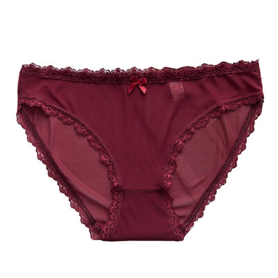 

Womens Panties Fashion Sexy Lace Low Rise Breathable Mesh Briefs Ultra-thin Seamless
