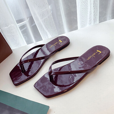 

New flip-flops womens thick-soled feet flat slippers ladies summer wear non-slip high-heeled beach slippers