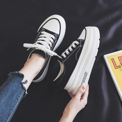 

New canvas womens shoes in 2019 summer Korean version of Joker black cloth shoes ulzzang casual tide shoes white board shoes