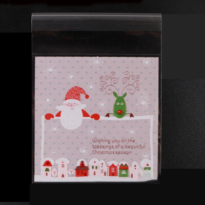 

Christmas Santa Claus Snowman Self-Adhesive Cookie Bag Biscuit Baking Packaging Bags For Snack Christmas Decoration