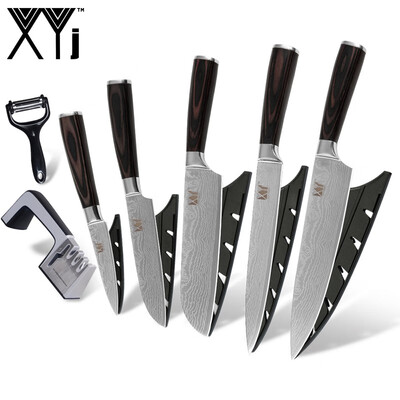 

Stainless Steel Kitchen Knife XYJ Kitchen Accessores Knife Sharpener Peeler Beauty Pattern Blade 5 Piece Knife