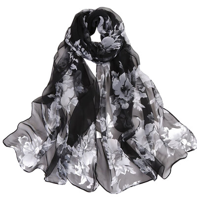 

Gobestart Fashion Women Peach Blossom Printing Long Soft Wrap Scarf Ladies Shawl Scarves