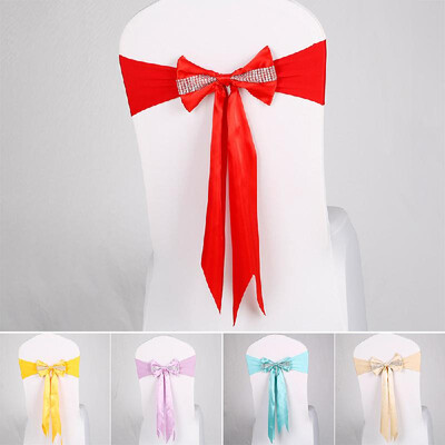 

Chair Sash Bow Elastic Chair Ribbon Back Tie Bands for Wedding Party Ceremony Banquet