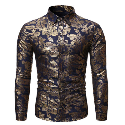 

Tailored Mens New Style Fashion stamped Long Sleeve Shirt Printed Long-Sleeved Blouse