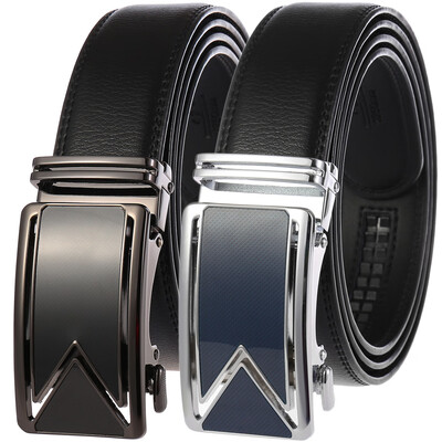 

Mens belt two-layer leather automatic buckle pants belt Korean version of the business belt LY180-242-1