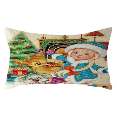 

Tailored Christmas Santa Claus Pillow Case Linen 30x50cm Throw Cushion Cover Home Decor