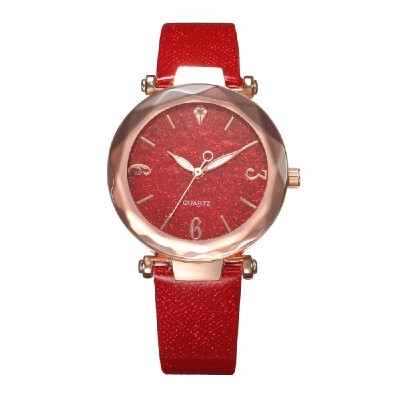 

Women Fashion Casual Starry Night Dial Quartz Watch Exquisite Leather Band Alloy Case Wrist Watch