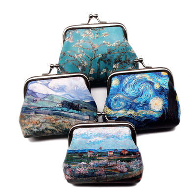 

4pcs PU Leather Printed Mini Coin Purse Women Buckle Change Bag Cute Small Floral Starry Wallet