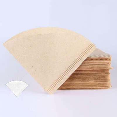 

100PCS Coffee Filter Papers Unbleached Wooden Drip Paper Cone Shape Coffee Tools