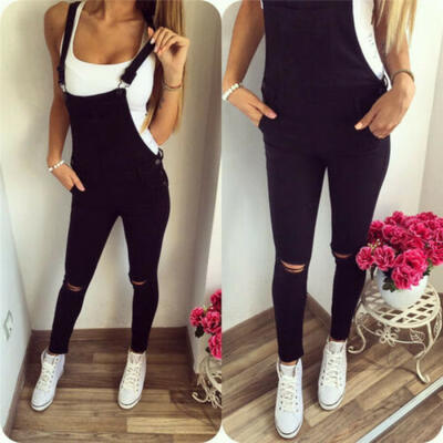 

Women Slim Denim Cotton BIB Pants Overalls Straps Jumpsuit Rompers Trousers