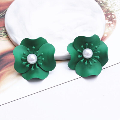 

EK706 New Korean Style Spray Paint Big Flower Stud Earrings For Women Fashion Summer Accessories Elegant Sweet Jewelry Brincos