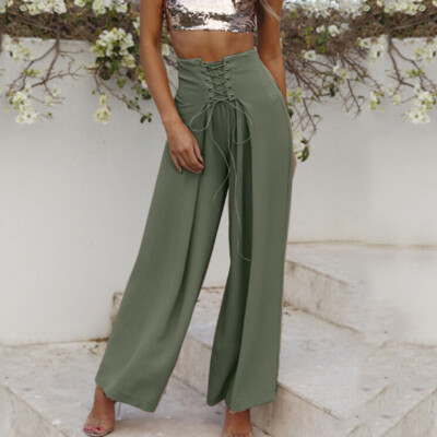 

Women Palazzo High Waist Wide Leg Culottes Pants Yoga Harem Baggy Loose Trousers