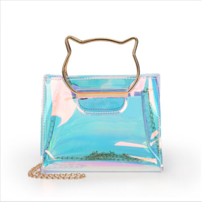 

2018 New Style Fashion Laser PVC Clear Chains Clutch Purse Girls Bag Party Handbag Women Messengers