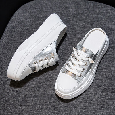 

Net red slippers women wear sandals 2019 summer new fashion Joker leisure lazy white Baotou half drag women