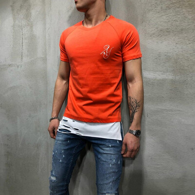 

Toponeto Mens Summer Letter Print Slim Fit Round-Neck Short Sleeve Top Shirt Blouse