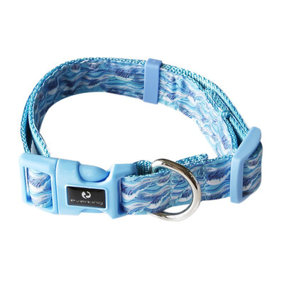 

Pet Polyester Adjustable Colorful Printed Collar With Leash Ring For Dogs Cats Quick Release Buckle