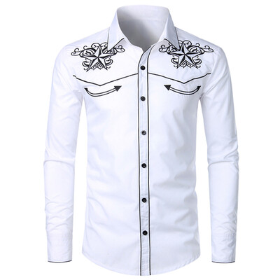 

Tailored Mens Autumn Winter Casual Embroidery Pullover Long Sleeved T-shirt Top Blouse