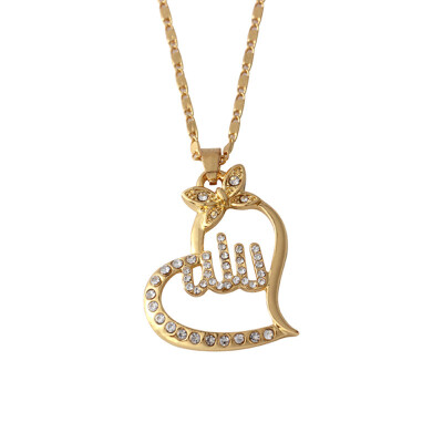 

Women Religious Islamic Muslim Arabic Allah Pendant Rhinestone Necklace Jewelry