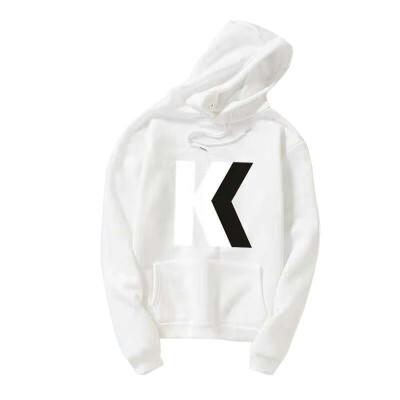 

Fashion New Korean Star With The Same Paragraph KK Letter Printing Couple Hooded Sweatshirt Small K White 3XL