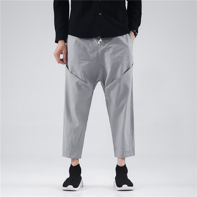 

Gobestart Mens New fashion Chinese Style Harem Pants Comfortable Nine-cent Trouser
