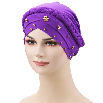

Tailored Women Braid Indian Hat Muslim Stretch Turban Hat Chemo Cap Head Scarf Wrap Hots