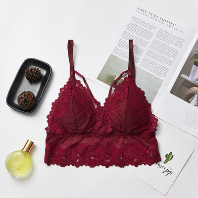

Lace Jacquard Ultra-thin Sexy Beauty Small Chest Bra Triangle Cup Solid Color Tube Top