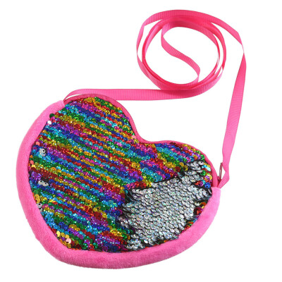 

Tailored Cartoon Children Bag Cute Girl Love Shoulder Bag Heart-shaped Sequins Purse