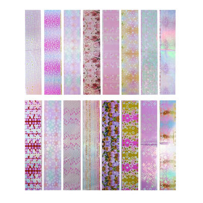 

16pcsset Manicure Nail Stickers Pink Flowers Star Sky Nails Art Decals