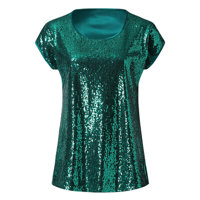 

Nomeni Women Summer Casual Sequin Short Sleeve Pullover T Shirt Tops Blouse