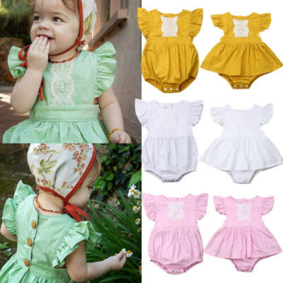 

US Newborn Infant Baby Kids Girl Ruffle Romper Bodysuit Jumpsuit Clothes Outfits