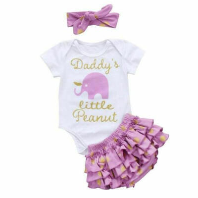 

3PCS Cute Newborn Baby Girl Outfits Clothes Tops RomperTutu Shorts Pants Set US